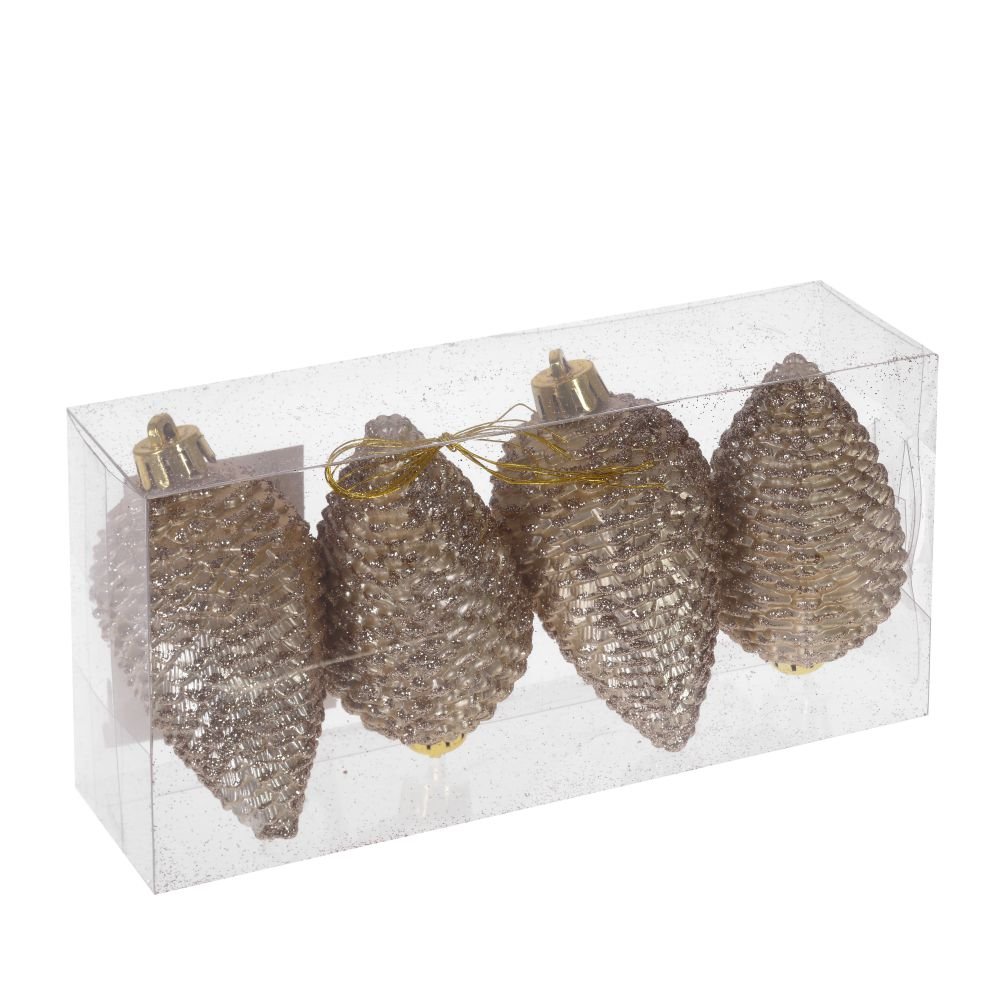 Украшение новогоднее Шишка золотая набор из 4-х шт 17х5х8,5см полимерные материалы арт.722845 по цене 