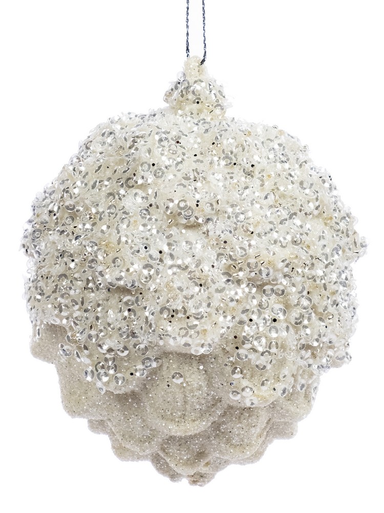 Украшение новогоднее Шишка заснеженная 11,5х8,5х8,5см полипропилен арт.90988 по цене 