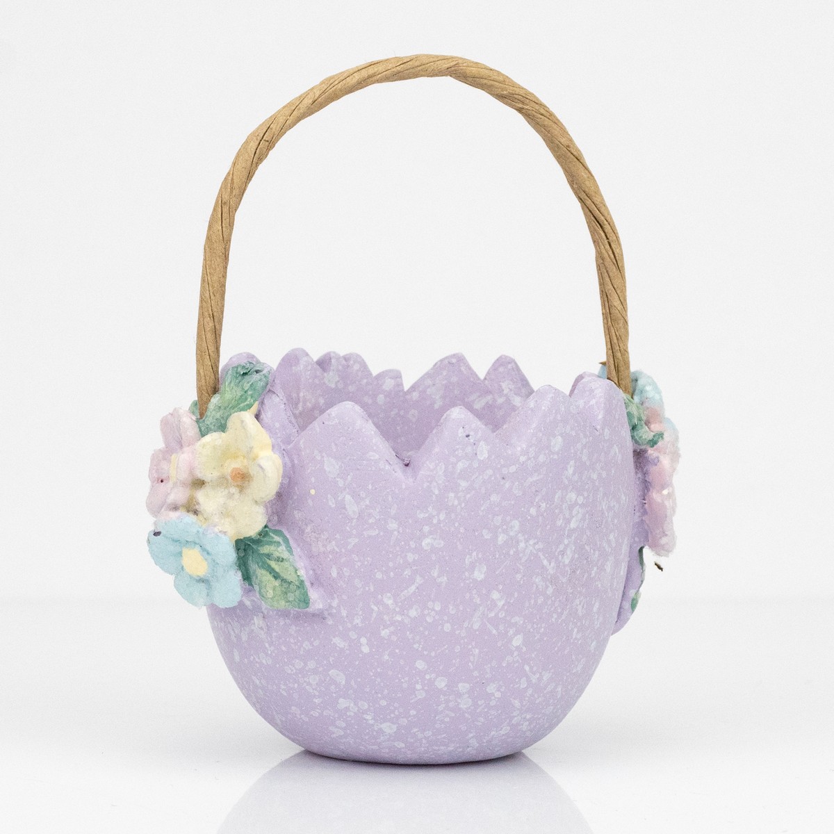 Фигурка Корзинка Яйцо 8х6,5х10см сиреневый, полирезина по цене 