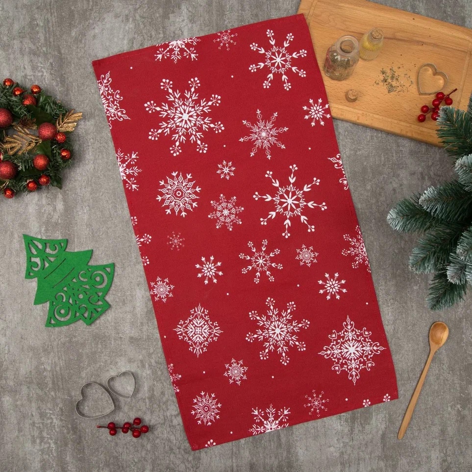 Полотенце кухонное Доляна Белые снежинки 40х70см, хлопок арт.4478730 по цене 