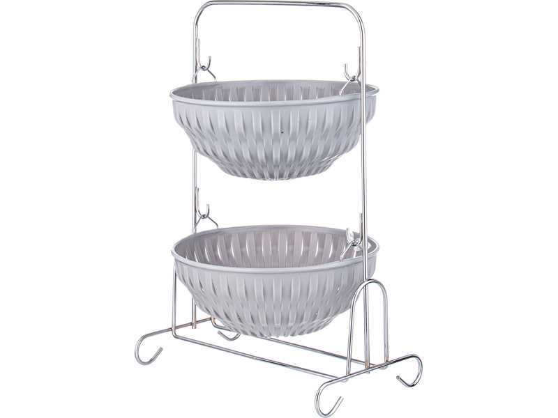 Корзина для овощей 2-х ярусная пластик серый арт.166-165 по цене 