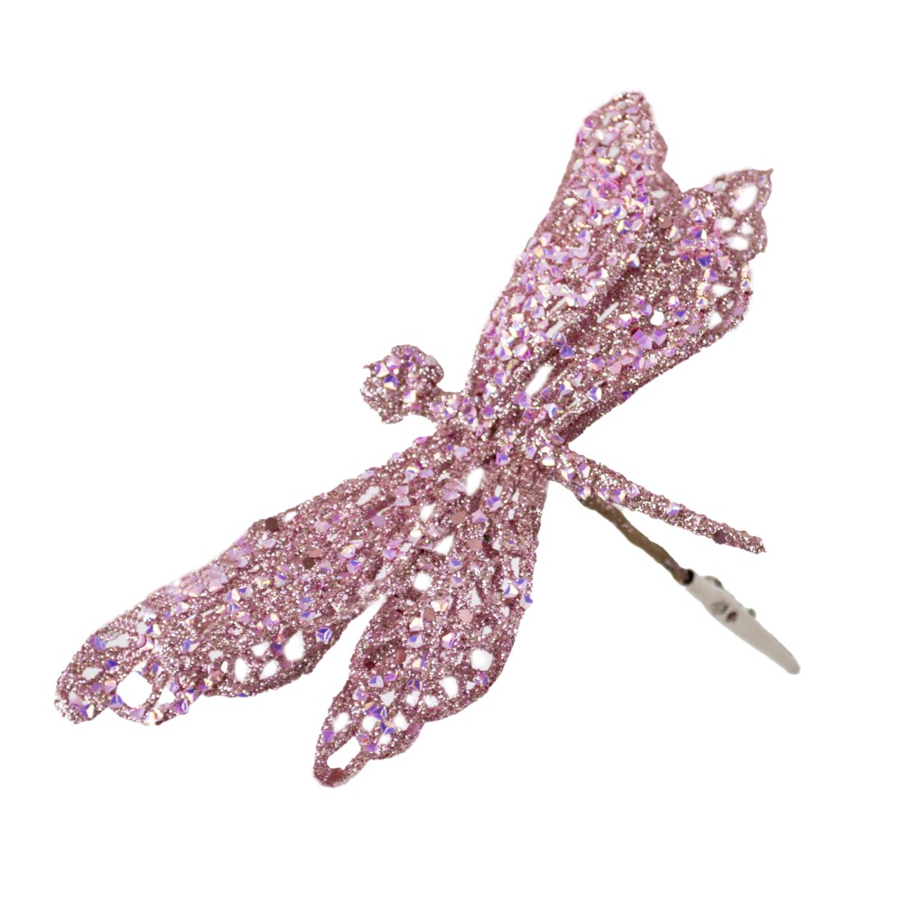 Стрекоза с глиттером на прищепке 17х13см, сиреневый арт.к000023479 по цене 