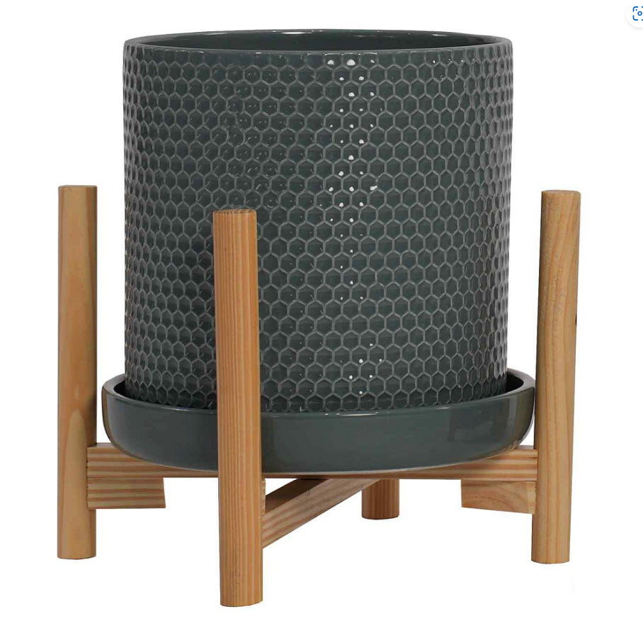 Кашпо Ханни Керамик 4л, с блюдцем и подставкой, серое 19х19см арт.HOHCRS19-GR по цене 