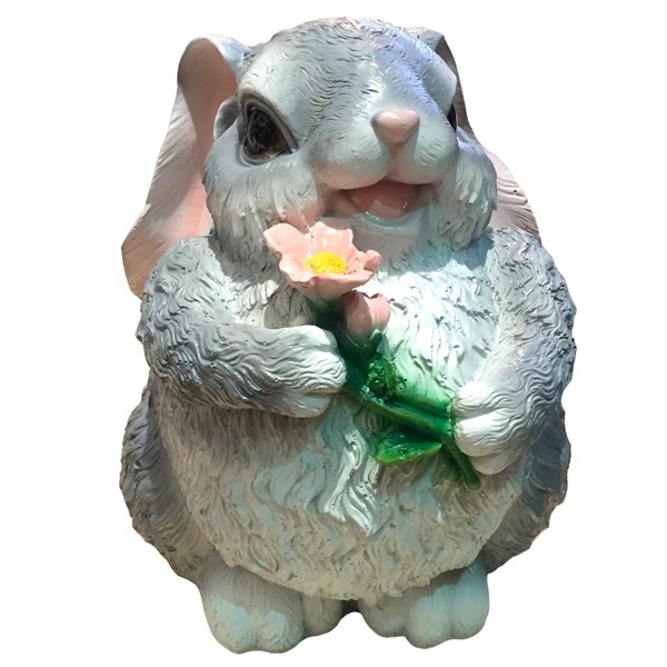 Фигура декоративная садовая Зайка Тошка серый полистоун 16х11х15см по цене 