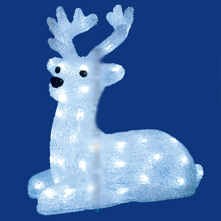 Фигура светодиодная Лежащий оленёнок Белый 31х15х33 см, 50 светодиодов по цене 