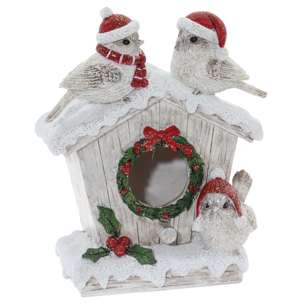 Фигурка декоративная Птички на домике с подсветкой 11,5х6х15см по цене 