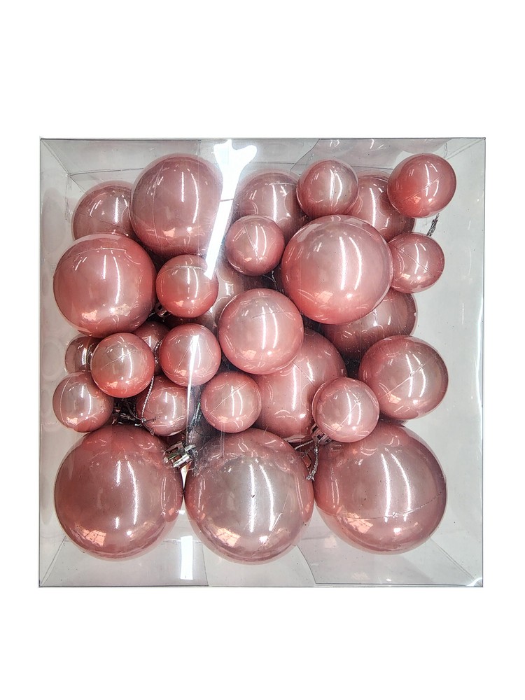 Украшение новогоднее подвесное Шары ассорти, набор из 59шт, розовый арт.91410 по цене 