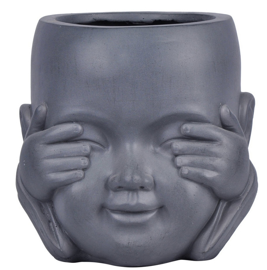 Кашпо Голова малыша-монаха 4,9л файберстоун, серый арт.KID-FP-ONE-LG-24 по цене 