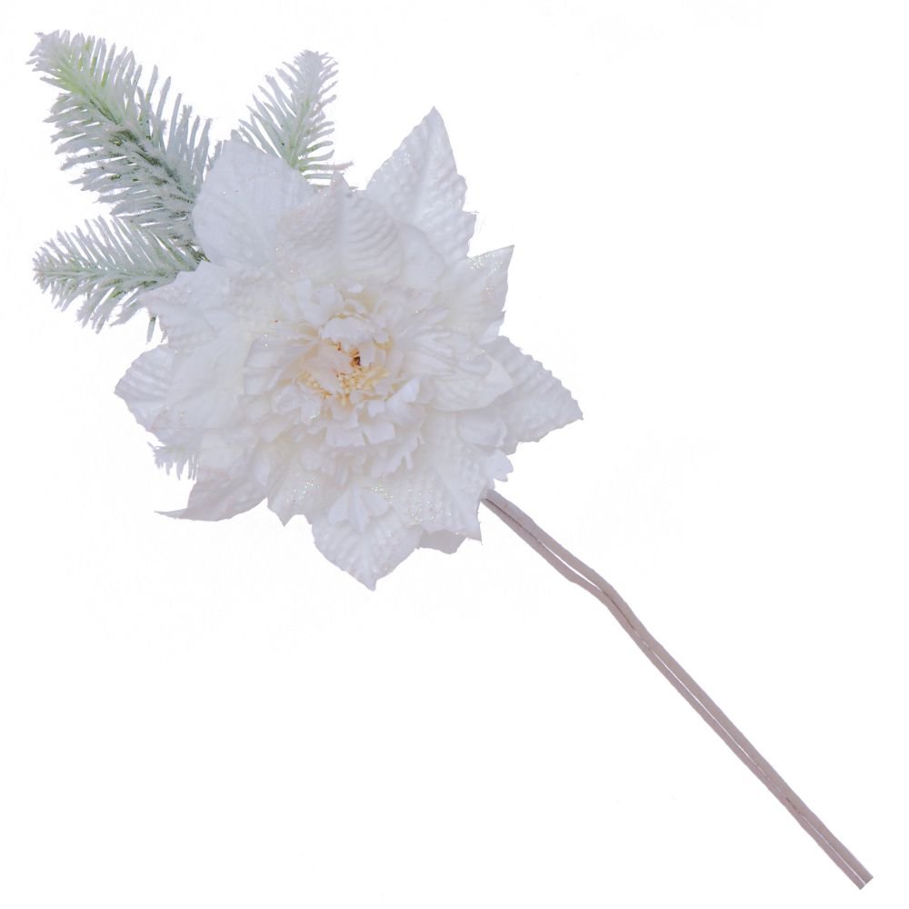 Цветок искусственный белый с елочкой 13х9х40см по цене 