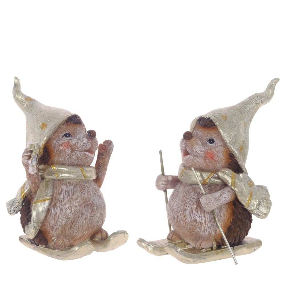 Фигурка декоративная Ежик на лыжах 8х9,5х12см полимерные материалы арт.755585 по цене 