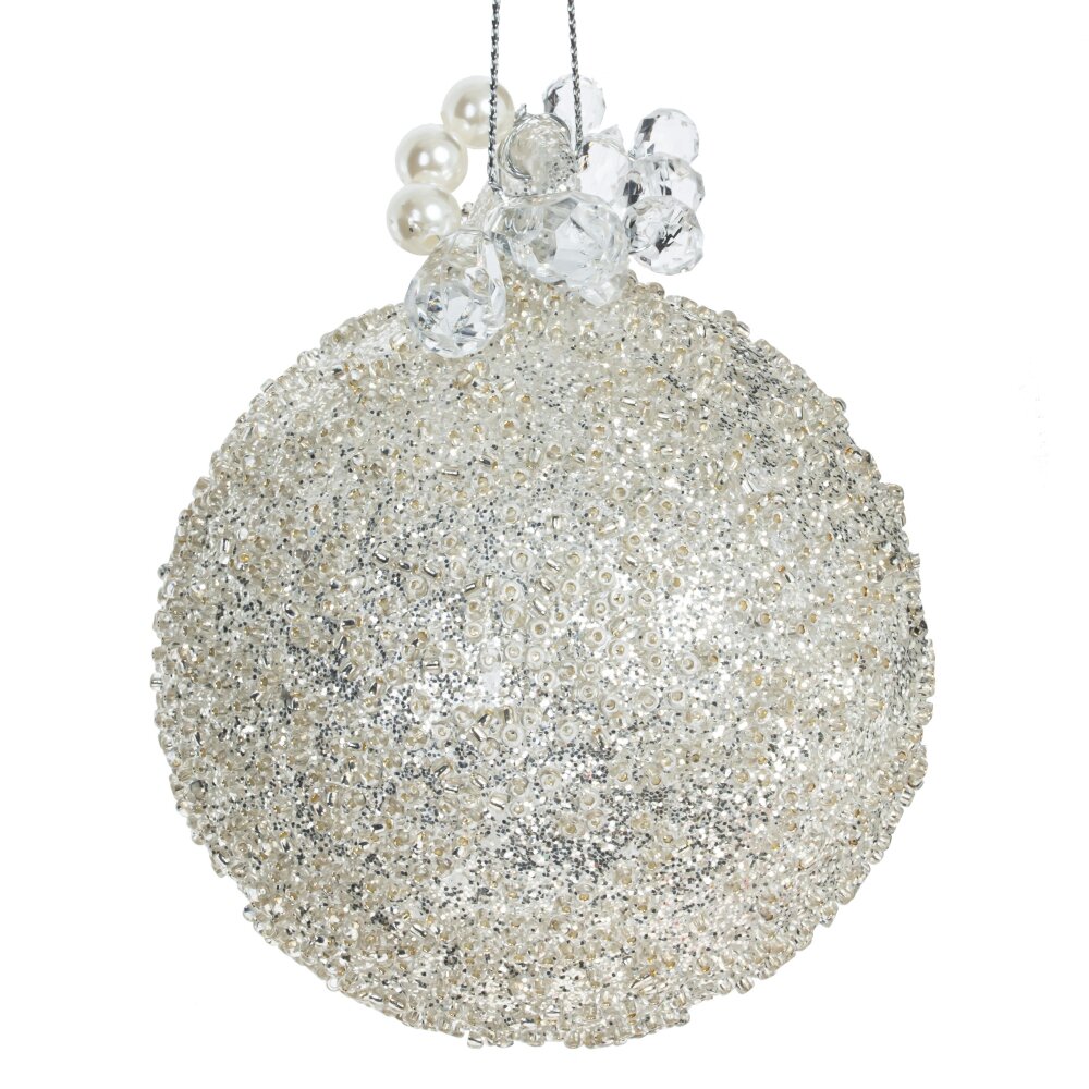 Украшение новогоднее Шар белый пушистый 8х8х10см по цене 