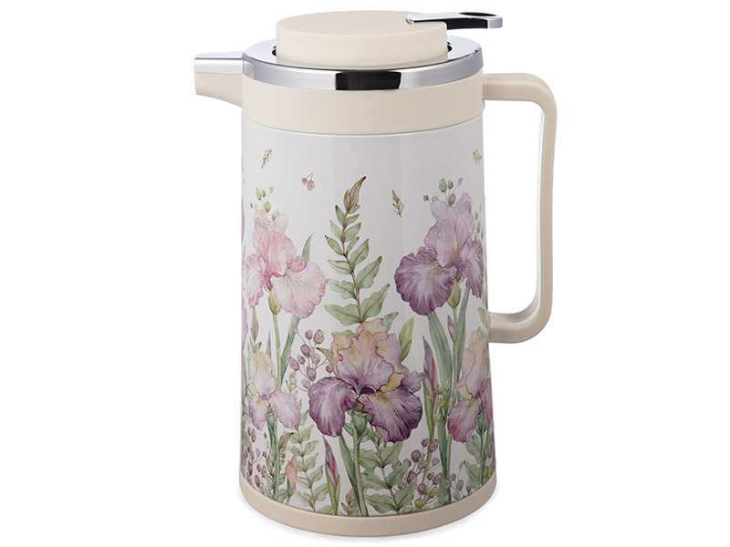 Термос со стеклянной колбой Ирисы 950мл крышка с клапаном, стекло/пластик арт.734-208 по цене 