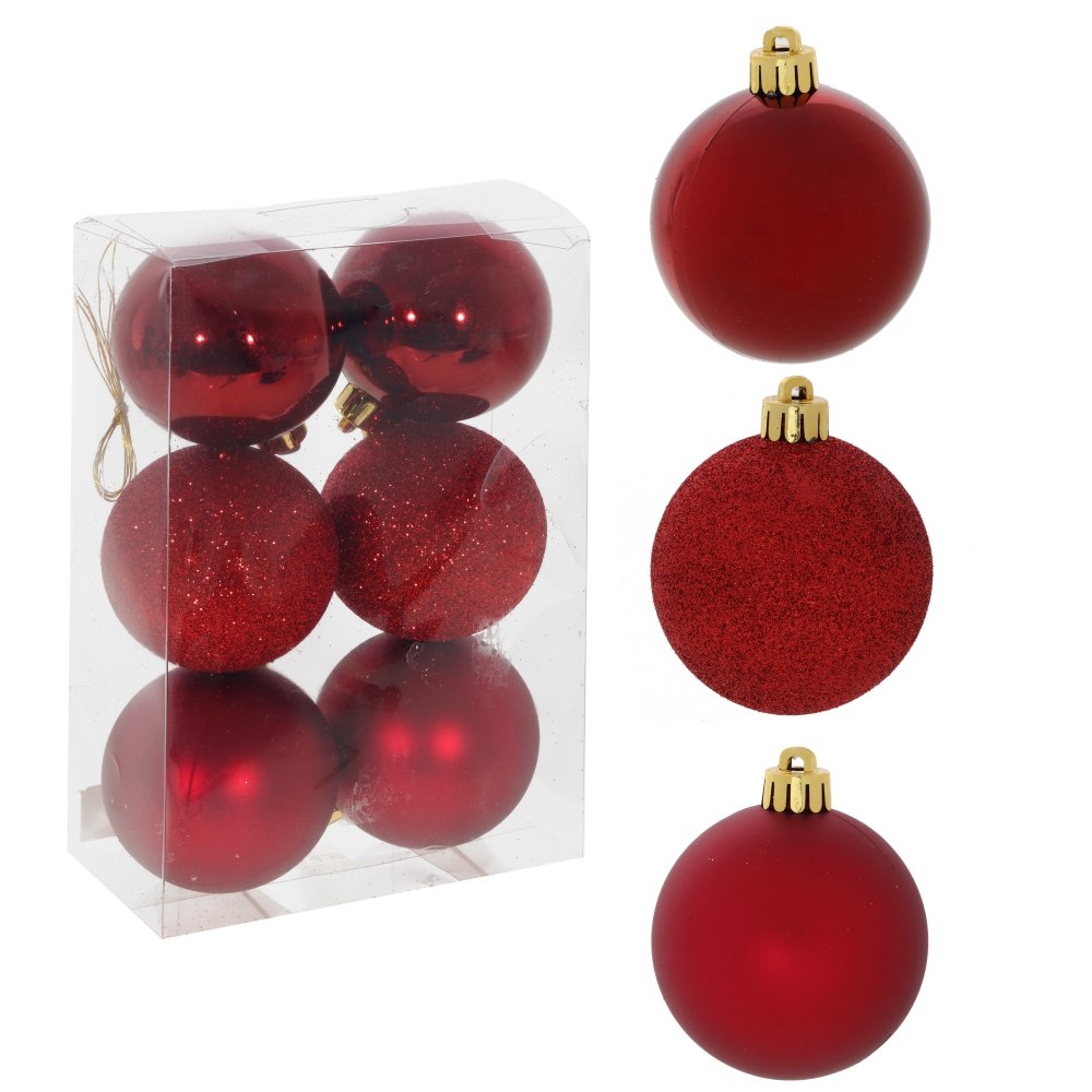 Украшение новогоднее Шар набор из 6шт красный d6см 17,5х6х11,5см по цене 