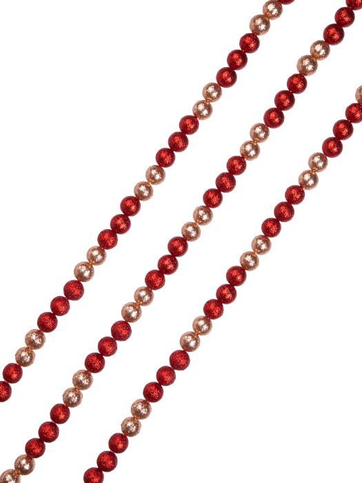 Гирлянда новогодняя Шарики, пенополистирол красный, золотой 170x1,5см арт.86391 по цене 