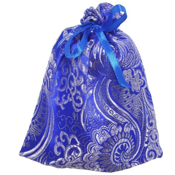 Мешок для подарков синяя парча, 15*12см по цене 