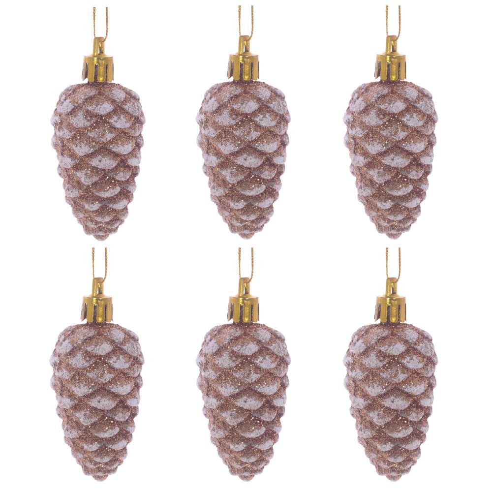 Украшение новогоднее Шишка заснеженная набор из 6-ти шт 16х4х18см полимерные материалы арт.754283 по цене 