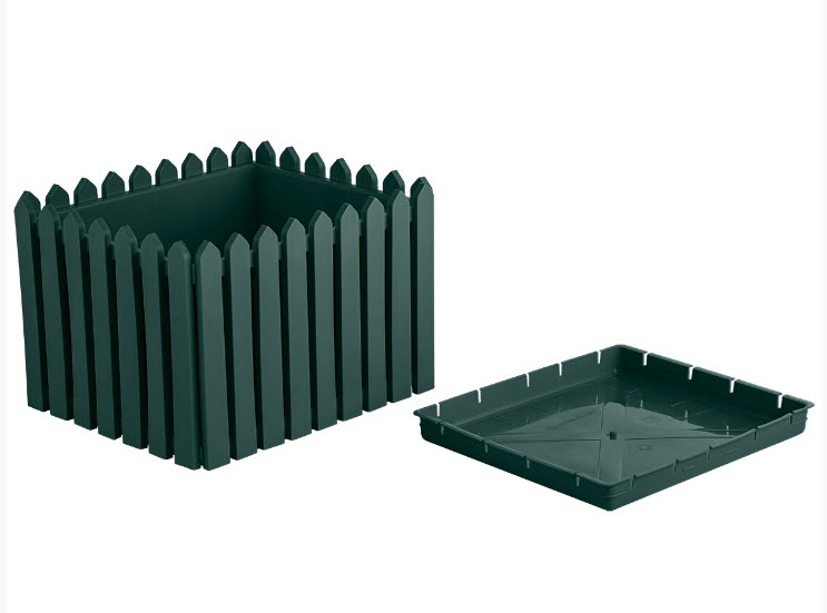 Кашпо квадратное Лардо 43х35,7х30см темно-зеленый, пластик арт.КЛ-МТ008 по цене 