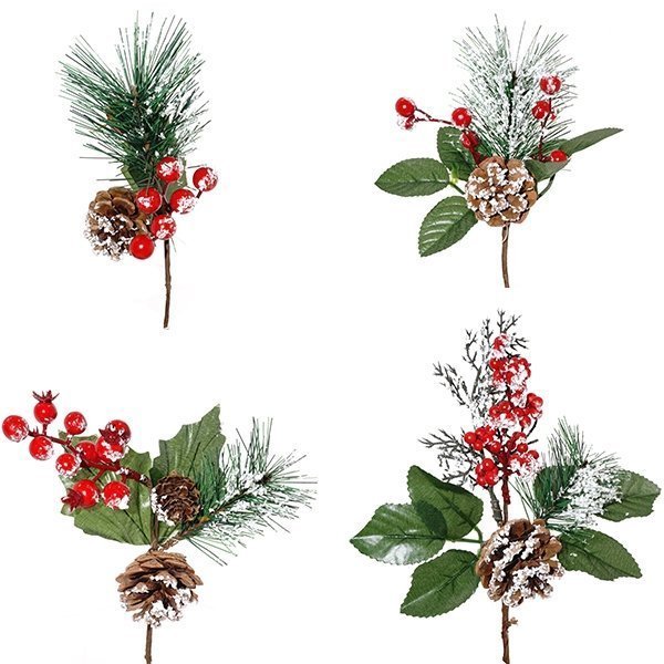 Изделие декоративное Ветка с красными ягодами 10х8х21см полимерные материалы, металл арт.263627 по цене 