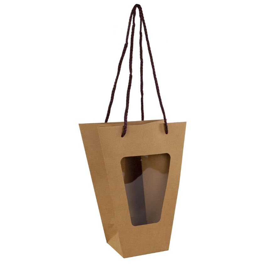 Пакет подарочный с пр вставкой крафт 20x10x26см, натуральный по цене 