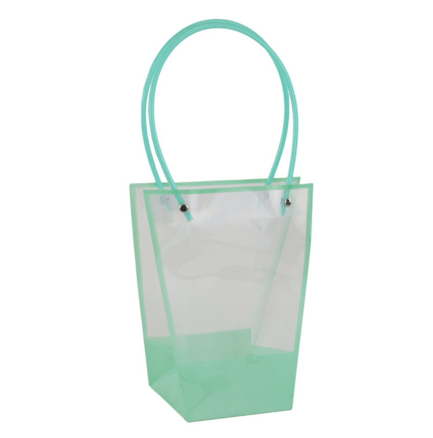 Пакет для цветов пластик 17х10х20см, прозрачный/мятный по цене 
