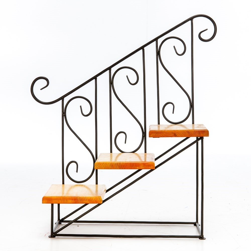 Подставка Лестница на 3 цветка металл, дерево арт.59-414 по цене 