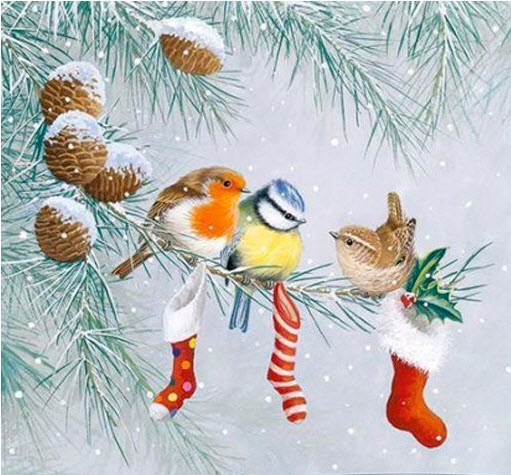 Салфетки бумажные Птички на ветке 33х33см 3-х слойные 20л арт.25129 по цене 