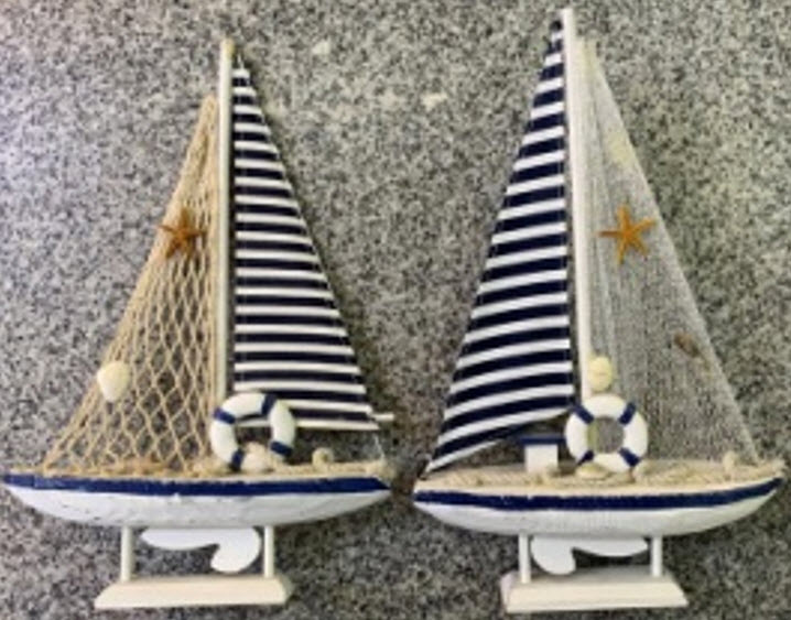 Сувенир Корабль дерево 36х23см в асс., бел/син по цене 
