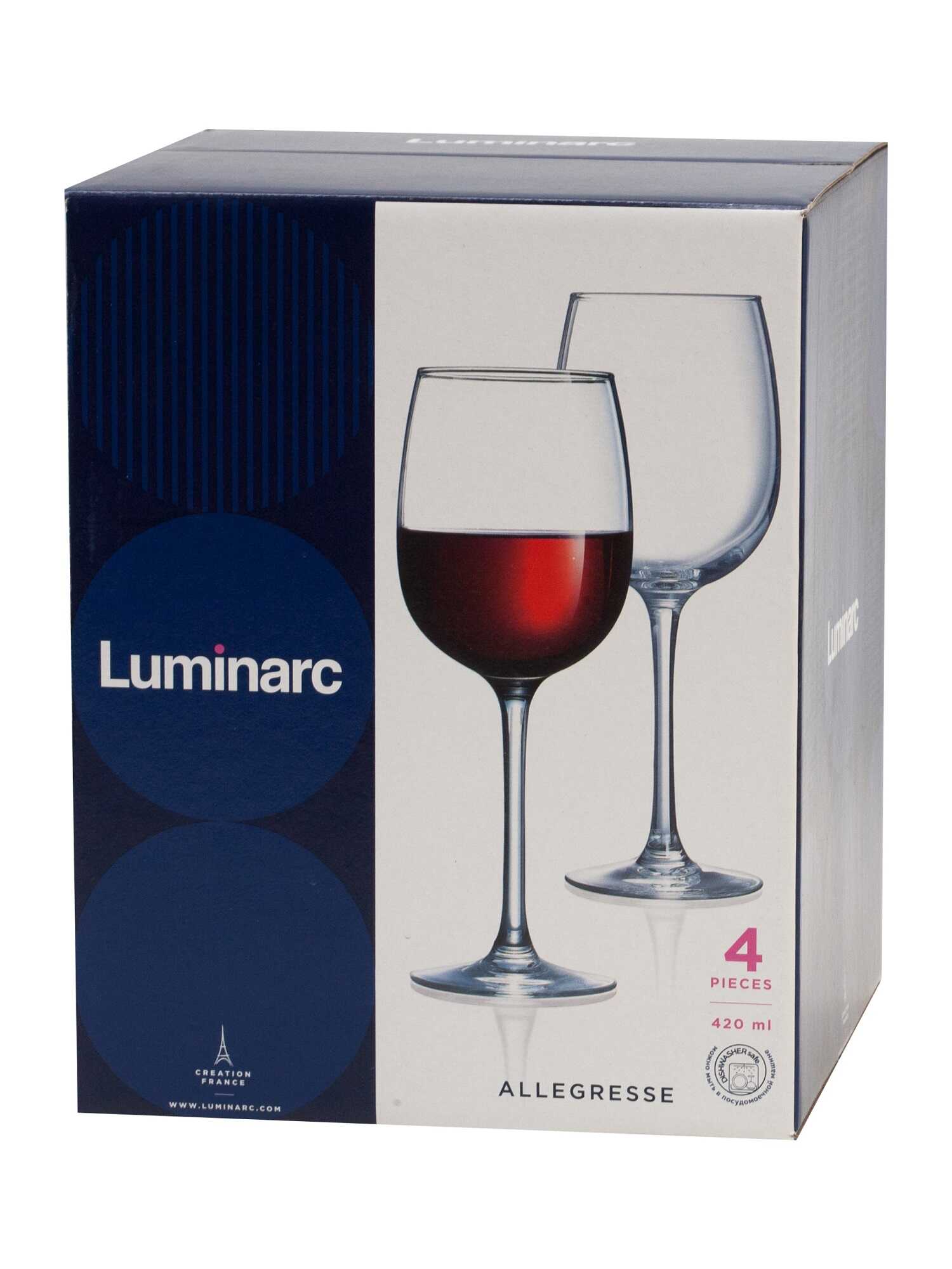 Набор бокалов для вина АЛЛЕГРЕСС 4шт 420мл, стекло арт.J8166 по цене 