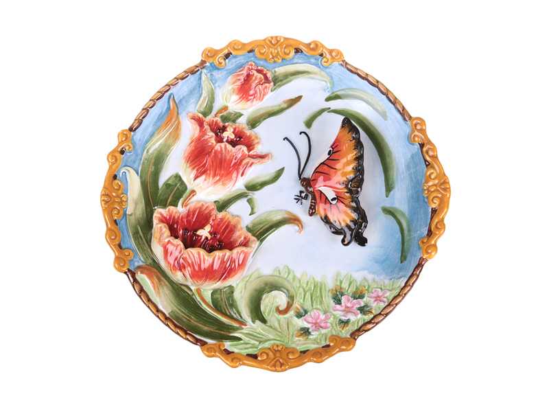 Тарелка декоративная Лефард Бабочка и Маки 21,5x3см, керамика арт.59-568 по цене 