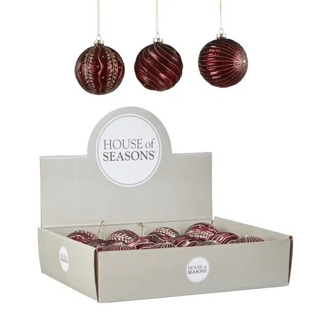 Украшение новогоднее Шар Бордо в асс, арт.84002 8см, 3в. по цене 
