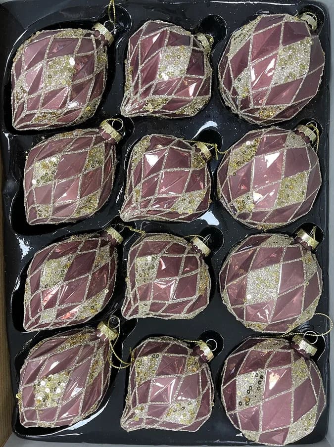 Шар стеклянный с узором 8см золотой арт.86803 по цене 