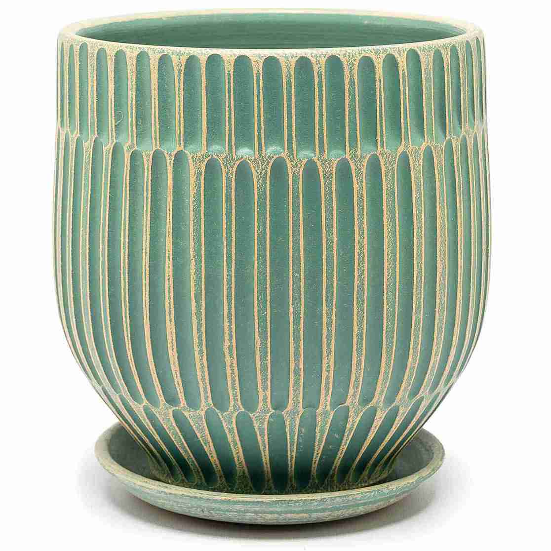 Горшок овал Ритм 20х23см 5,5л керамика,бирюза арт.663422 по цене 