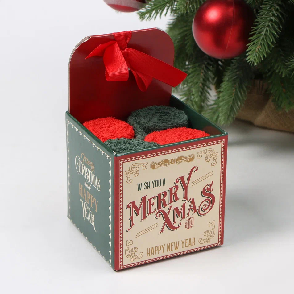 Набор махровых полотенец Этель Счастливого Рождества 30х30см 4шт арт.9919247 по цене 