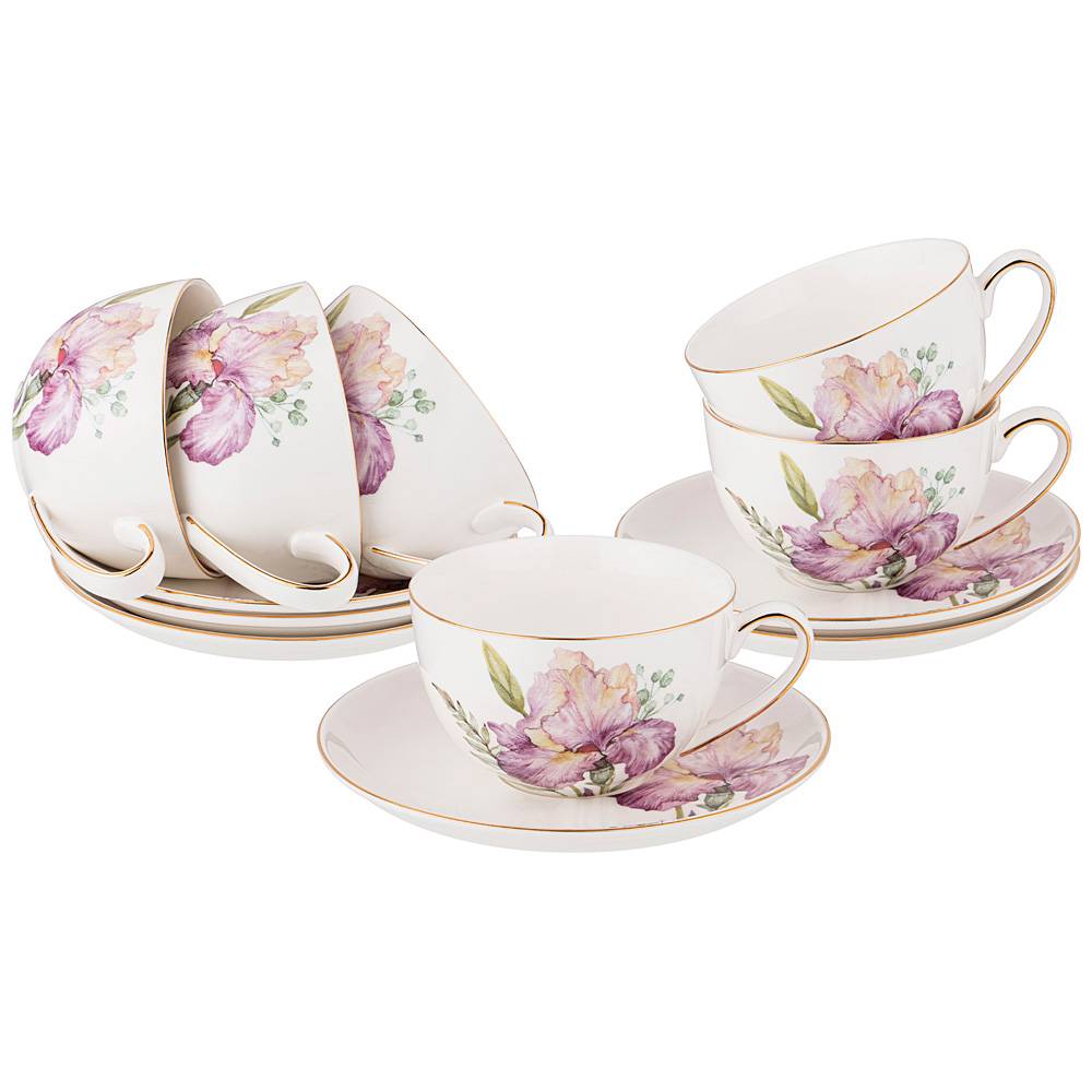 Набор чайный 12пр. на 6 перс. Лефард Ирис фарфор белый 280мл по цене 