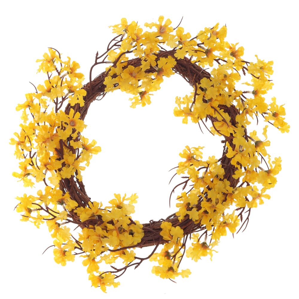 Венок декоративный с желтыми цветами 35см арт.795438 по цене 