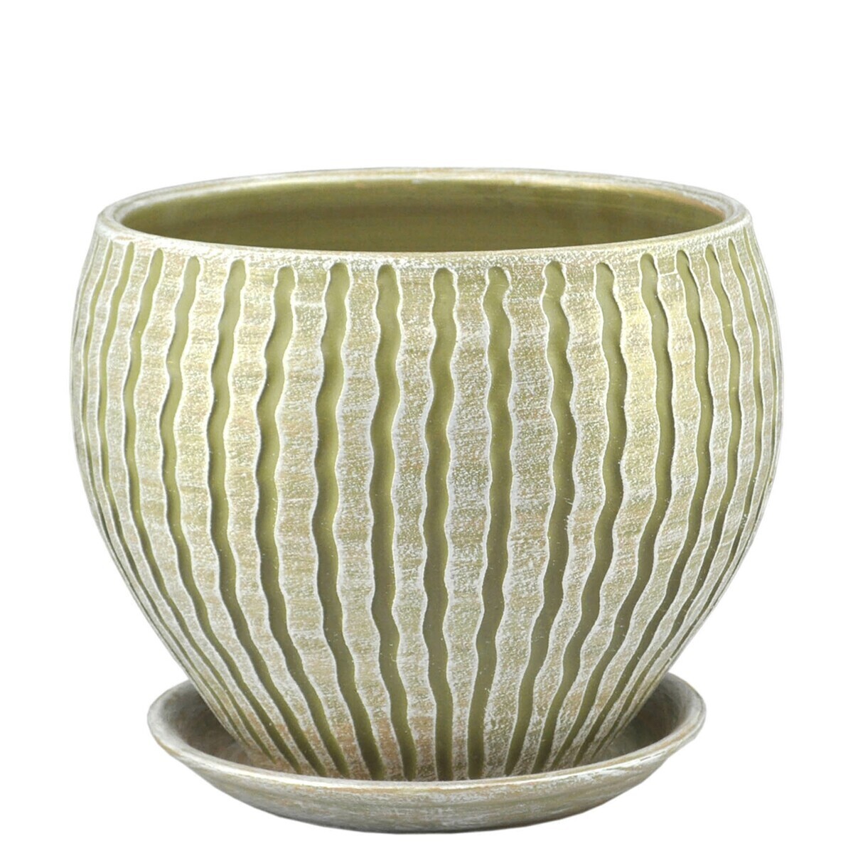 Горшок классик Мане с поддоном 20см керамика оливка по цене 