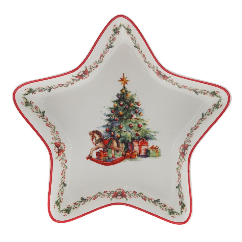 Блюдо Елочка с лошадкой-качалкой 27х24х5см, фарфор арт.826296 по цене 