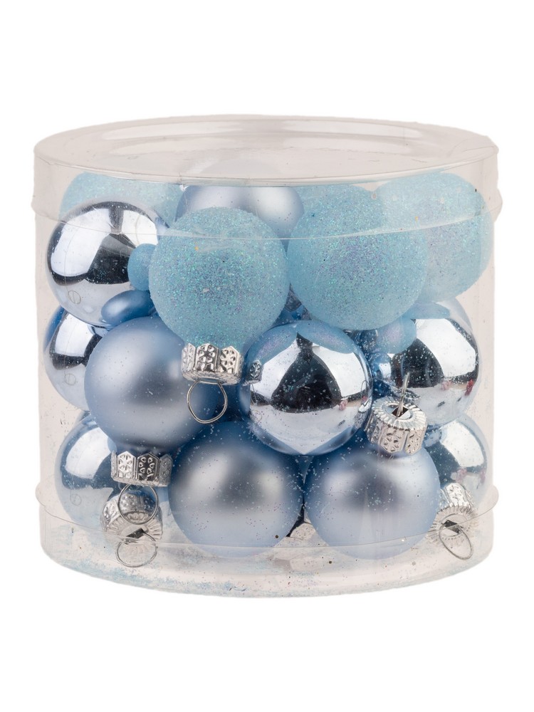 Украшение новогоднее Шар Голубые цвета набор из 24шт 2,5х2,5х2,5см стекло арт.89658 по цене 