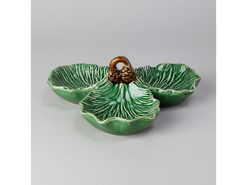 Менажница 3 секции Зеленая сосна 22,8х23х8,5см, керамика арт.145-201 по цене 