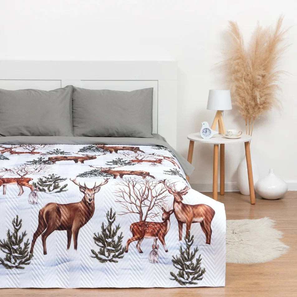 Покрывало Этель 1,5сп Олени, 145х210см, микрофибра арт.9079345 по цене 
