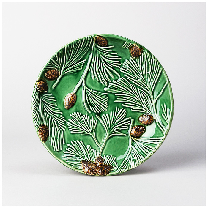 Тарелка зеленая сосна 