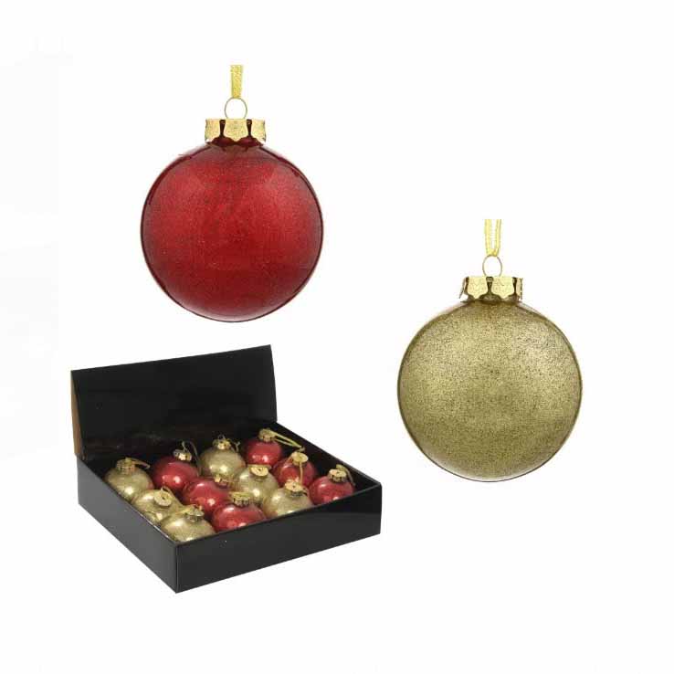 шары на елку в красно-золотом цвете