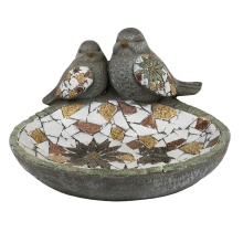 Фигура садовая Блюдо Птички керамика 31х27х18см, серый арт.к000032321 по цене 