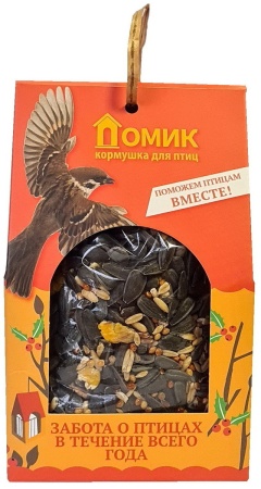 Кормушка Домик для уличных птиц + пакет с кормом 13,9х9х7см