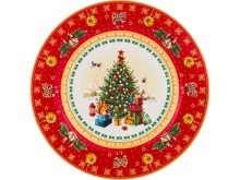 Тарелка закусочная Лефард Елка 20,5см красная, фарфор арт.85-1604 по цене 