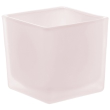 Кашпо Куб, ваниль, матовое стекло, 10х10см, h10см, 0,6л по цене 