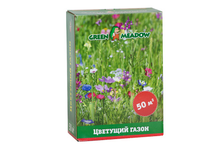 Семена газона Зеленый Ковер ГРИН МИДОУ цветущий коробка 0,5кг 