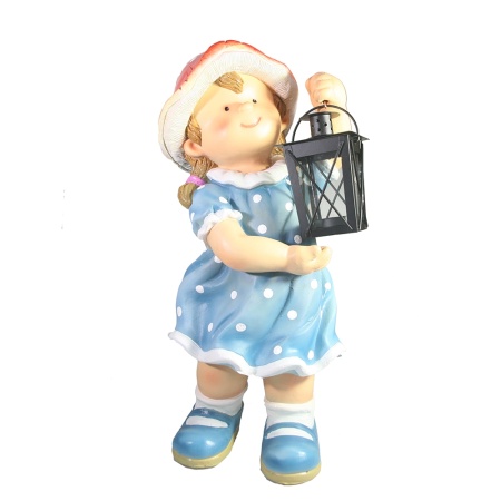 Фигура декоративная Девочка-грибочек с фонарем 18х16х44см полистоун арт.713955/F778
