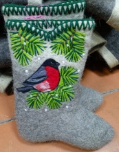 Валенки женские серо-белые Снегирь на еловых ветках 38р арт б/м по цене 