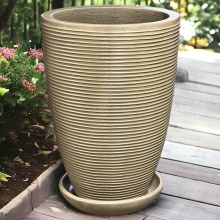 Горшок с поддоном Полоски 55х39см высокий бежевый арт.632060 по цене 